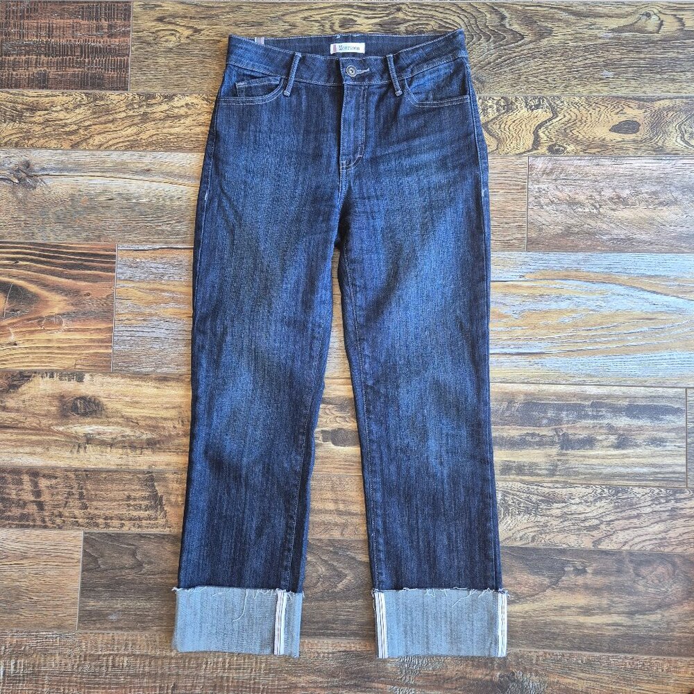 Morrison $138 Sexy Boyfriend Cuffed Cropped Jeans Mid Rise Raw Hem
